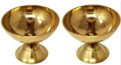 Mtr handicrafts Diya For Home and Office Pure Brass Diya For Shops Brass (Pack of 2) Table Diya(Height: 2 inch)