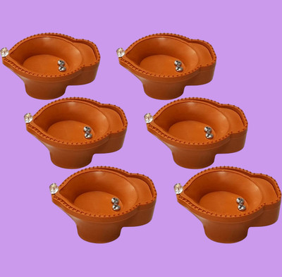 SUVIKSHA Plastic (Pack of 6) Table Diya Set(Height: 1.5 inch)