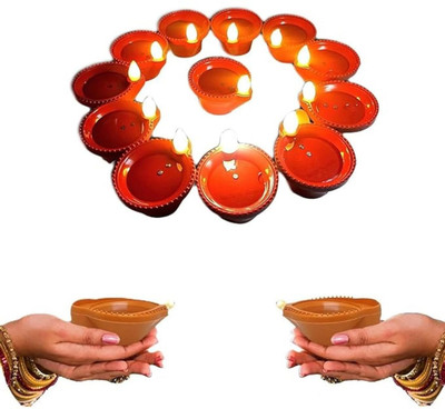 ramola Water Sensor Diya Lights Electric Flameless & Smokeless LED Diyas Plastic (Pack of 12) Table Diya Set(Height: 1 inch)