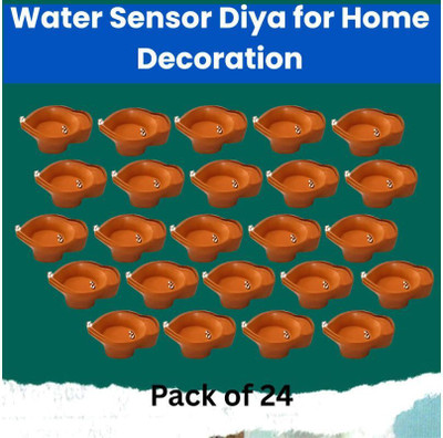 Raga Plus LED Water Diya, Water Sensor Diya for Diwali Festival Home & Office DécorPS416 Plastic (Pack of 24) Table Diya Set(Height: 2 inch)