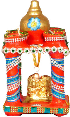 SUNINOW laxmi ganesh temple with 4 diya Terracotta (Pack of 4) Table Diya Set(Height: 7 inch)