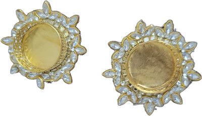Adwitiya Brass (Pack of 2) Table Diya Set(Height: 1 inch)