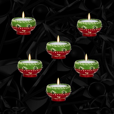 Saugat Traders Diwali Decoration Candles for Home Decoration Wood (Pack of 6) Table Diya Set(Height: 1.2 inch)