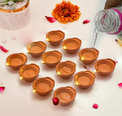 ZURU BUNCH 12 Pcs LED Tea Light water sensor diya Plastic (Pack of 12) Table Diya Set(Height: 1.5 inch)