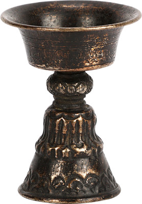 NEW INDIA METAL EMPORIUM Brass Black Antique Finish Incense Stick Holder/Table Decoration Brass Table Diya(Height: 3 inch)