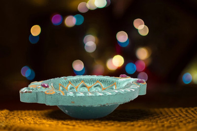 SOMUDEE Earthenware (Pack of 2) Table Diya(Height: 3 inch)