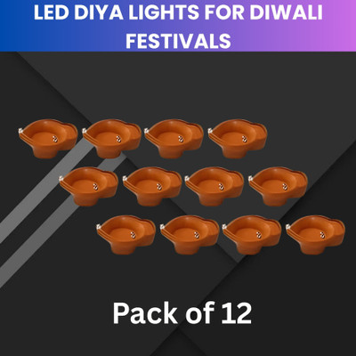 SACRO Water Sensor Diya LED Water Diyas for Diwali Home & Office Décor Pack of 12 E393 Plastic (Pack of 12) Table Diya Set(Height: 2 inch)