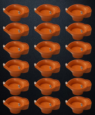 BE UNIQUE Water Sensor Battery Operated Bright & Durable Decorative Diyas for Festivals Plastic (Pack of 18) Table Diya Set(Height: 1.5 inch)