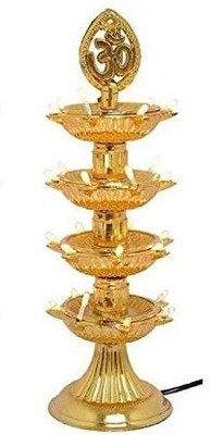 feya OM DESIGN FOR DIWALI HOME TEMPLE DECORATIVE DIYA 4 LAYER Plastic Table Diya(Height: 11 inch)