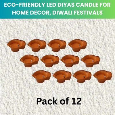 Clairbell Water Sensor Diya LED Water Diyas for Diwali Home & Office Décor Pack of 12 Q382 Plastic (Pack of 12) Table Diya Set(Height: 2 inch)