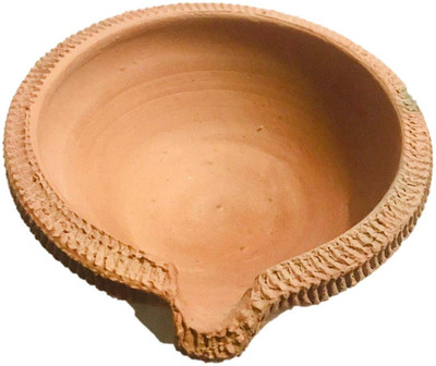 hc the crafts clay diya Earthenware Table Diya(Height: 4 inch)