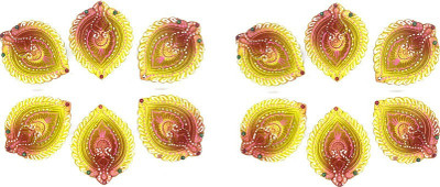 SOMUDEE Pottery (Pack of 12) Table Diya Set(Height: 2 inch)