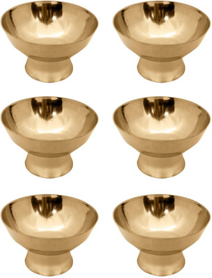 Satvik Pure Brass Diya for Puja Jyoti Diya For Home & Temple Brass (Pack of 6) Table Diya(Height: 1.1 inch)