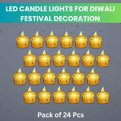 Guggu LED Candle Lights, LED Flameless Crystal Tea Candles Light For Diwali DécorW11 Plastic (Pack of 24) Table Diya Set(Height: 2 inch)