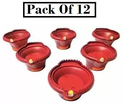 Jantrex Water Sensor Eco-Friendly Led Diya Ambient Lights Battery For Home Decor(12Diya) Plastic (Pack of 12) Table Diya Set(Height: 3 inch)