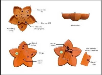 NKPR Traditional Panchmukhi 5 in 1 Water LED Diya Temple Home Diwali Decorate 813 Plastic (Pack of 6) Table Diya Set(Height: 3 inch)
