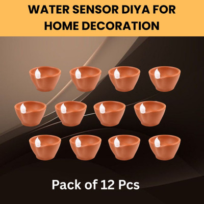 Frony LED Water Diya, Water Sensor Diya for Diwali Festival Home & Office DécorQ286 Plastic (Pack of 12) Table Diya Set(Height: 2 inch)