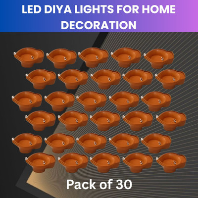 SACRO Water Sensor Diya LED Water Diyas for Diwali Home & Office Décor Pack of 30 B320 Plastic (Pack of 30) Table Diya Set(Height: 2 inch)