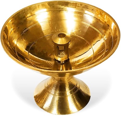 Airtick Classic Round ( 1 No Small Size ) Brass Paro Pyali Kamal Akhand Table Diya Brass Table Diya(Height: 1.37 inch)