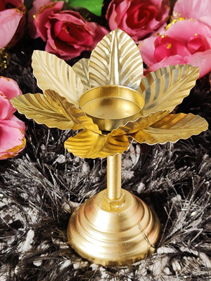 ZUNISHOP Iron Flower Tealight Stand / Golden Shiny Finish Flower Tealight 5 Inches Iron 1 - Cup Candle Holder(Gold, Pack of 1)