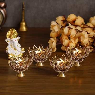 DARIDRA BHANJAN Akhand Jyot | | Decorative Brass Oil Lamp | Tea Light Holder Lantern | Puja Lamp Brass Table Diya(Height: 3 inch)