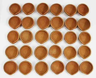 Spocco Earthen Terracotta Deepak 21PC D4 Earthenware (Pack of 21) Table Diya Set(Height: 1 inch)