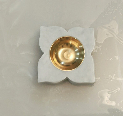 crafthaat Marble Brass Diya Handcrafted for Pooja, Diwali & Home Decor Brass Table Diya(Height: 1 inch)