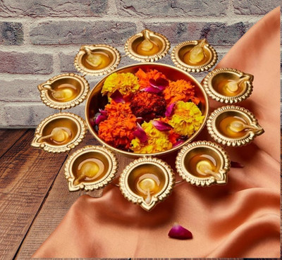 Sm impex Urli Iron Table Diya Set(Height: 10 inch)