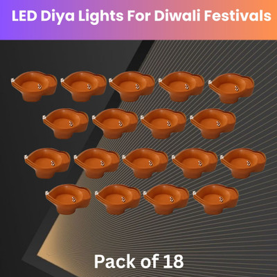 Guggu Water Sensor Diya, Electric LED Diyas for Diwali & Office Décor Pack of 18 P449 Plastic (Pack of 18) Table Diya Set(Height: 2 inch)