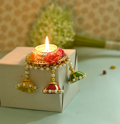 NAWEMA Gold Plated Table Diya Set(Height: 3.5 inch)