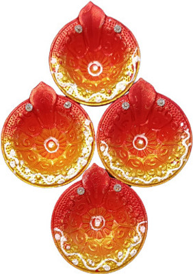 icrafto Clay Diya 19 Earthenware (Pack of 4) Table Diya Set(Height: 2 inch)