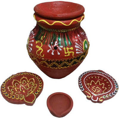 YEF Terracotta (Pack of 5) Table Diya Set(Height: 1 inch)