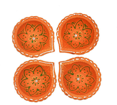 Ptr Earthenware (Pack of 4) Table Diya(Height: 2 inch)