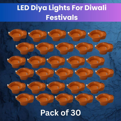 Raga Plus Water Sensor Diya LED Water Diyas for Diwali Home & Office Décor Pack of 30 A205 Plastic (Pack of 30) Table Diya Set(Height: 2 inch)