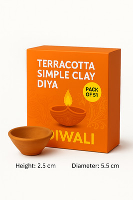 Genuinejain Terracotta (Pack of 51) Table Diya Set(Height: 1.5 inch)
