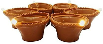 thriftkart Smart Traditional Water Sensor Flameless LED Candles Diyas (Set of 6) Polypropylene (Pack of 6) Table Diya Set(Height: 1.7 inch)