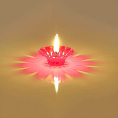 Smiling Cart 3D Diya Reusable Plastic Reflection Diyas Candle For Diwali Festivals Decoration Plastic (Pack of 12) Table Diya Set(Height: 1 inch)