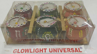 GLOWLIGHT UNIVERSAL Earthenware (Pack of 6) Table Diya Set(Height: 5 inch)