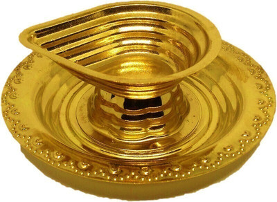 w3rocks Table Oil Lamp Diya - Brass Metal, Golden Colour - Perfect Gift for All Occasions - Size 2, Large Brass Table Diya Brass Table Diya(Height: 1.5 inch)