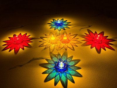 TED TECH LED Lotus Reflection Water Sensor Diya – Floating Water Lamp for Diwali Plastic (Pack of 6) Table Diya Set(Height: 2.16 inch)