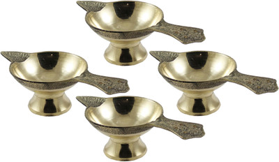 PUCHCHI Brass (Pack of 4) Table Diya Set(Height: 1.5 inch)