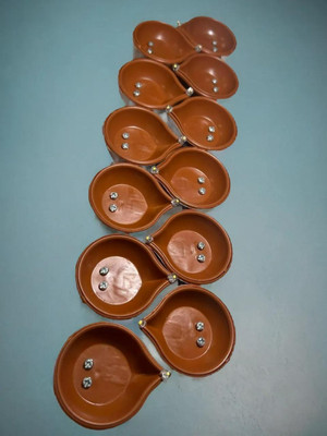 3BAAN X126 Sensor Brown Real Diya, Lighten Up When Fill with Water Plastic Plastic (Pack of 12) Table Diya Set(Height: 2 inch)