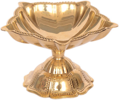 T-KA108 Traditional Panchaarti Five Face Diya Punch Mahal Deepak For Home Temple Brass Table Diya(Height: 3.5 inch)