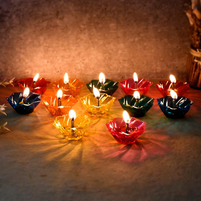 SOMUDEE Plastic (Pack of 12) Table Diya Set(Height: 2.5 inch)