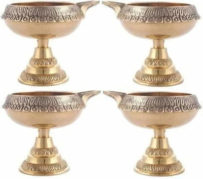 SBBCO Brass Diwali Kuber Deepak On Stand Diyas Table Diya Set Brass Brass Brass (Pack of 4) Table Diya(Height: 1.8 inch)