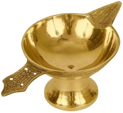 Adhvik Pure Brass (1 Size ) Laxmi Pital Daily Use/Deepak for Home and Office Brass Table Diya(Height: 2.5 inch)