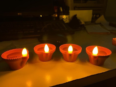 SIDDIVINAYAK CREATION Battery Operated Water Sensor Led Floating Diyas Candle E-Diya Plastic (Pack of 10) Table Diya Set(Height: 2 inch)