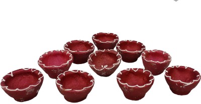 gitfforyou Terracotta (Pack of 10) Table Diya Set(Height: 3 inch)