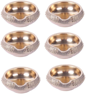 Shivshakti Arts SHIV SHAKTI ARTS Handmade Pure Brass Kuber Diya For Spritual and Pooja Purpose Weight 77 Gram each ::Set Of 6 Brass (Pack of 6) Table Diya Set(Height: 0.98 inch)