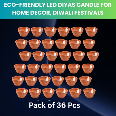 Guggu LED Water Diya, Water Sensor Diya for Diwali Festival Home & Office DécorZW488 Plastic (Pack of 36) Table Diya Set(Height: 2 inch)